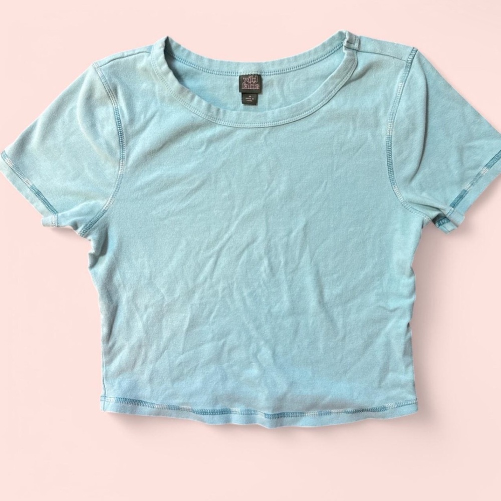 Light Blue Cropped T-Shirt-Wild Fable